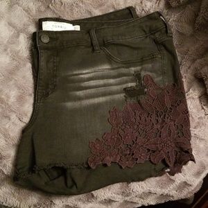 Torrid Black Embroidered Shorts